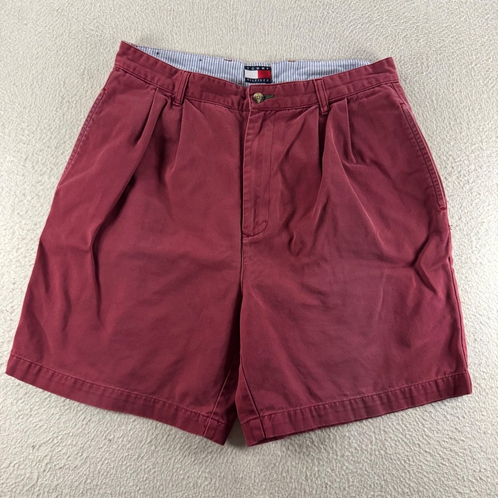 Tommy Hilfiger Men's Flat Front Shorts - Wine Red